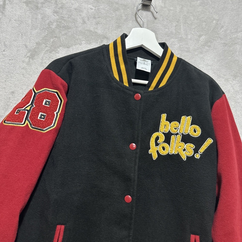 Vintage 90s Disney Mickey Mouse Pluto 28 Varsity Letterman Jacket Sz M Button Up - Picture 4 of 9